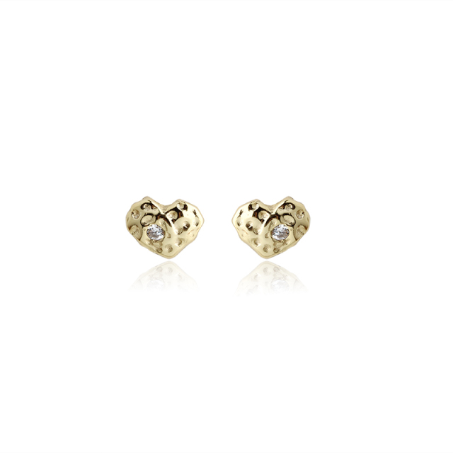 925 Sterling Silver Hammered Heart Earring Studs