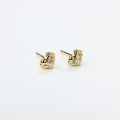 925 Sterling Silver Hammered Heart Earring Studs