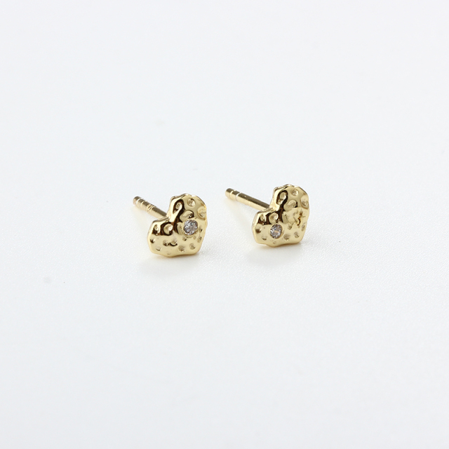 925 Sterling Silver Hammered Heart Earring Studs