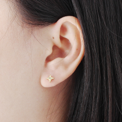 925 Sterling Silver Folded Star Earring Studs