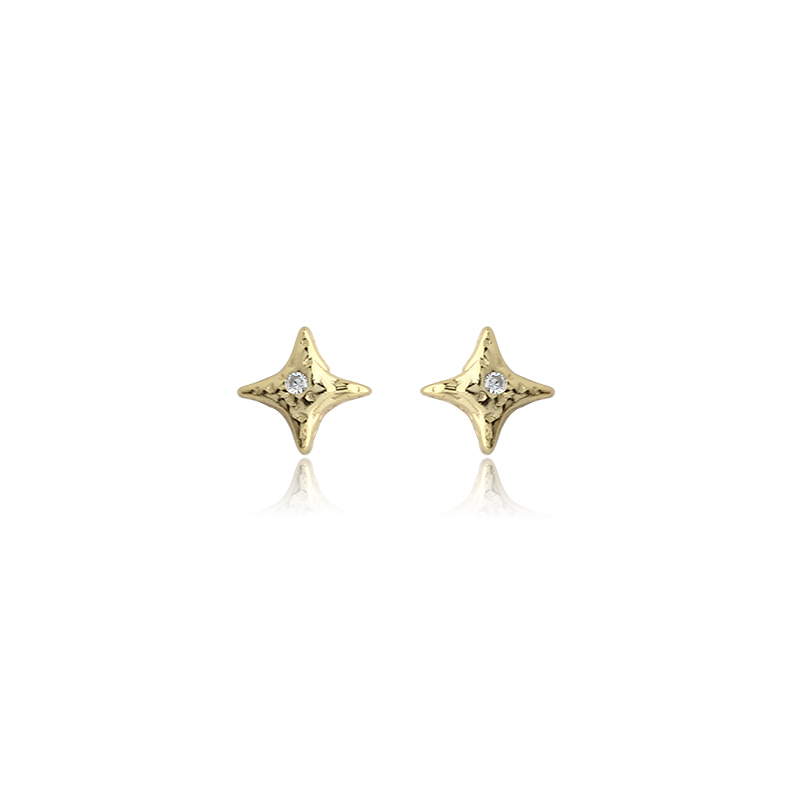 925 Sterling Silver Folded Star Earring Studs