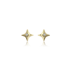 925 Sterling Silver Folded Star Earring Studs