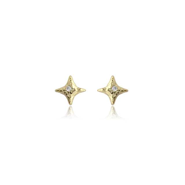 925 Sterling Silver Folded Star Earring Studs