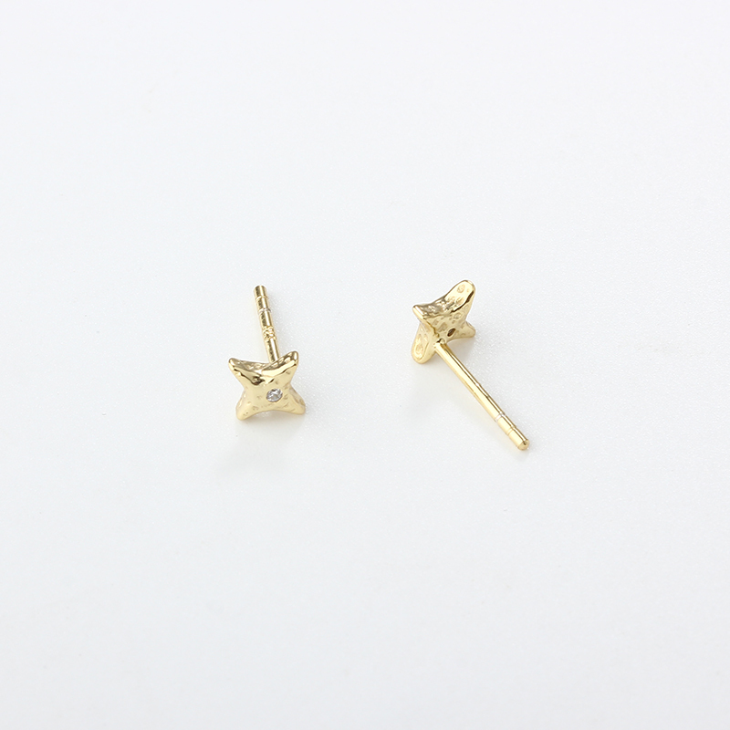 925 Sterling Silver Folded Star Earring Studs