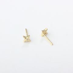 925 Sterling Silver Folded Star Earring Studs