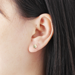 925 Sterling Silver Textured Disc Stud Earrings with CZ