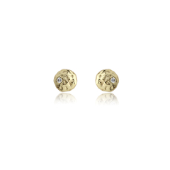 925 Sterling Silver Textured Disc Stud Earrings with CZ