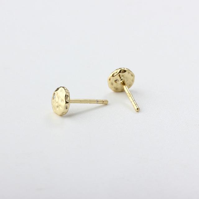 925 Sterling Silver Textured Disc Stud Earrings with CZ