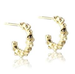 925 Sterling Silver Irregular Textured C-Hoop Stud Earrings