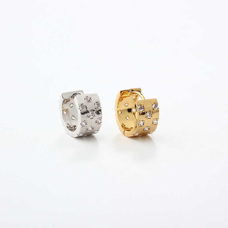 925 Sterling Silver Paved CZ Wide Huggie Earrings