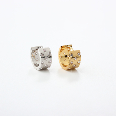925 Sterling Silver Paved CZ Wide Huggie Earrings
