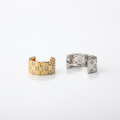 925 Sterling Silver Paved CZ Wide Huggie Earrings