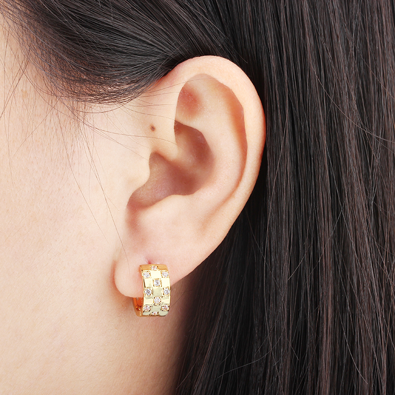 925 Sterling Silver Paved CZ Wide Huggie Earrings