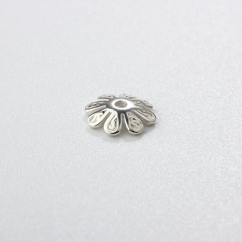 Sterling Silver 8-Petal Flower Bead Caps for DIY Jewelry Making