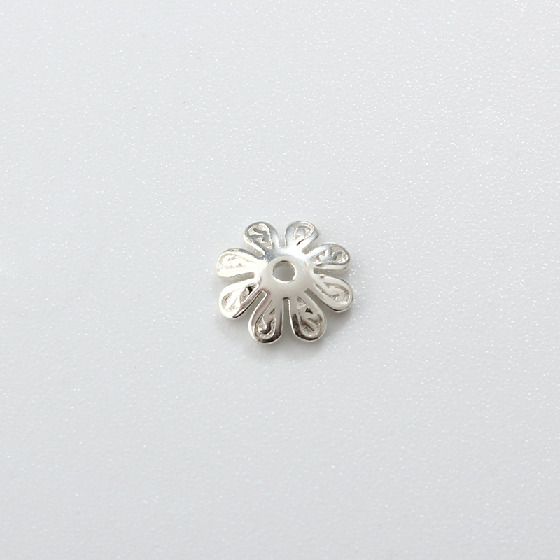 Sterling Silver 8-Petal Flower Bead Caps for DIY Jewelry Making