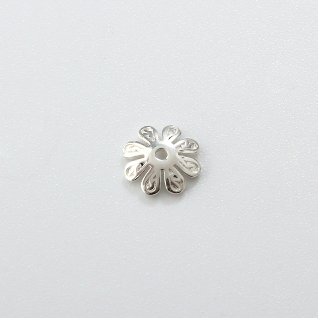 Sterling Silver 8-Petal Flower Bead Caps for DIY Jewelry Making