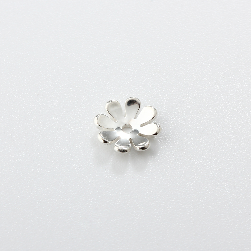Sterling Silver 8-Petal Flower Bead Caps for DIY Jewelry Making