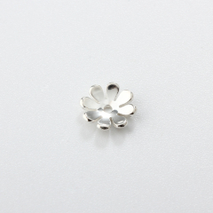 Sterling Silver 8-Petal Flower Bead Caps for DIY Jewelry Making