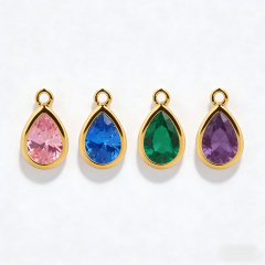 925 Sterling Silver Teardrop Crystal Charms with 5*7mm CZ