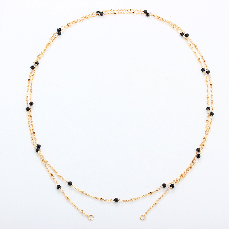 925 Sterling Silver Gold Chain Necklace with Spaced Gemstone/ Pearl Beads, 80cm