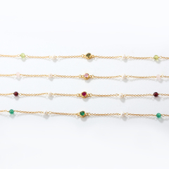 925 Sterling Silver Custom Birthstone Necklace with Natural Gemstone & Pearls