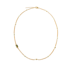 925 Sterling Silver Birthstone Necklace with Natural Gemstone & Cubic Zirconia Beads