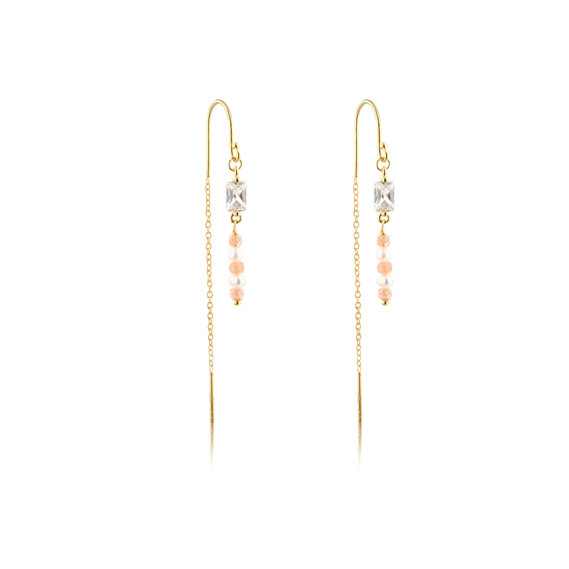 925 Sterling Silver 12 Birthstone Color Long Drop Earrings