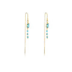925 Sterling Silver 12 Birthstone Color Long Drop Earrings
