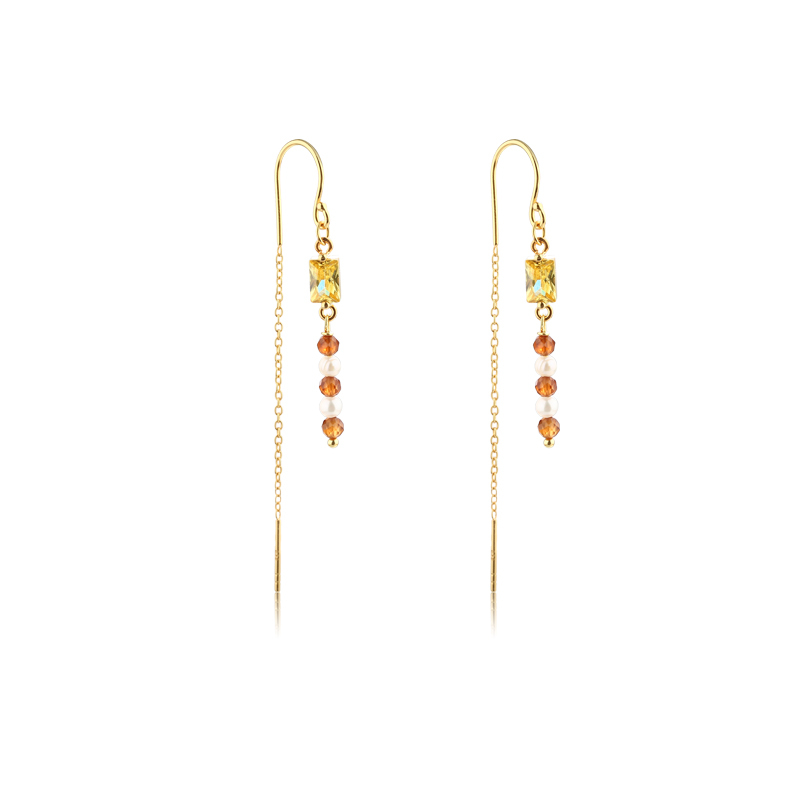 925 Sterling Silver 12 Birthstone Color Long Drop Earrings