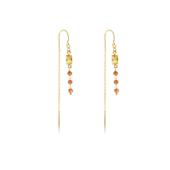 925 Sterling Silver 12 Birthstone Color Long Drop Earrings