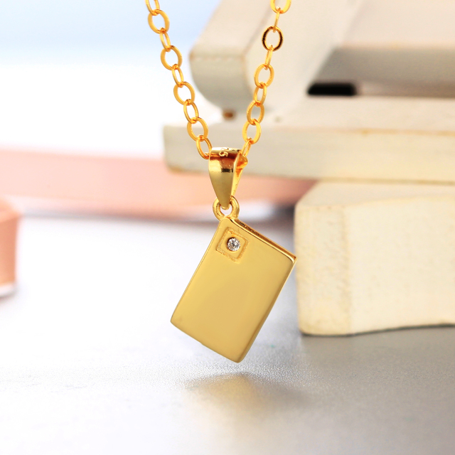 925 Sterling Silver Solid Square With CZ Stones Pendants