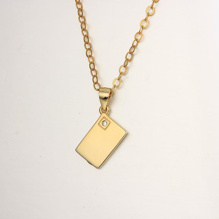 925 Sterling Silver Solid Square With CZ Stones Pendants