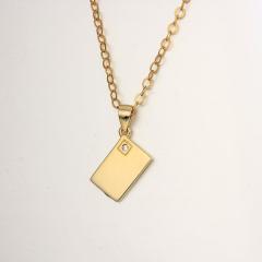 925 Sterling Silver Solid Square With CZ Stones Pendants