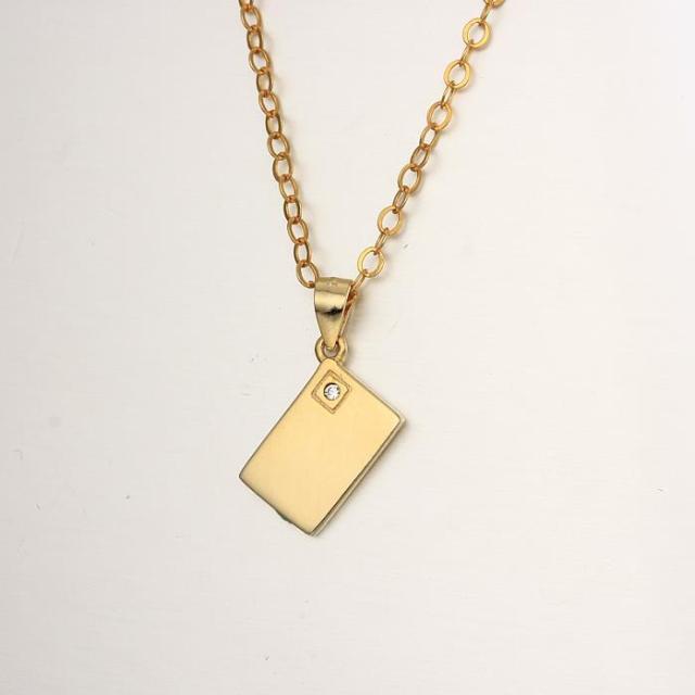 925 Sterling Silver Solid Square With CZ Stones Pendants