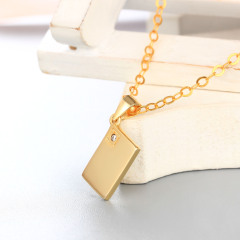 925 Sterling Silver Solid Square With CZ Stones Pendants