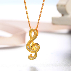 925 Sterling Silver Paved CZ Treble Clef Pendant