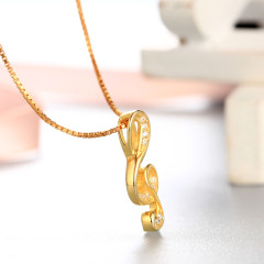 925 Sterling Silver Paved CZ Treble Clef Pendant