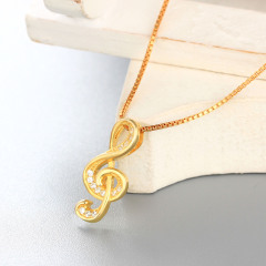 925 Sterling Silver Paved CZ Treble Clef Pendant