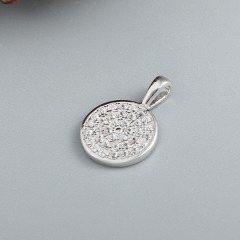 925 Sterling Silver Full Paved Round Disc CZ Pendant