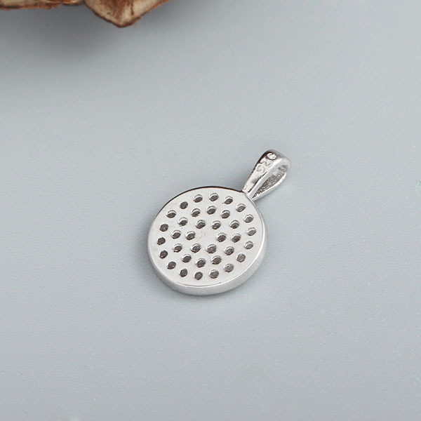 925 Sterling Silver Full Paved Round Disc CZ Pendant