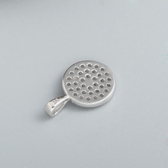 925 Sterling Silver Full Paved Round Disc CZ Pendant