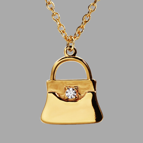 925 Sterling Silver CZ Handbag Pendant