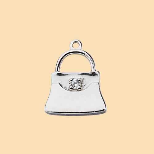 925 Sterling Silver CZ Handbag Pendant