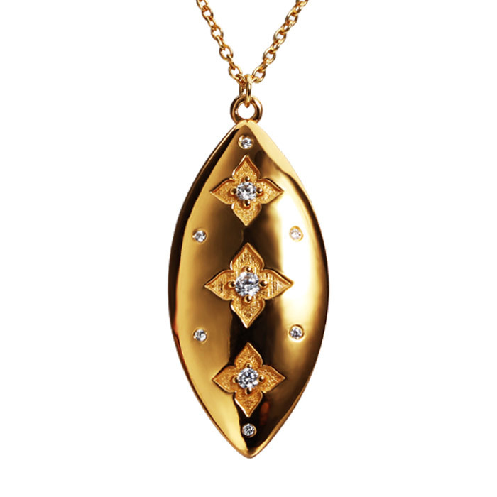 925 Sterling Silver Marquise Four-Leaf Flower Paved CZ Pendant