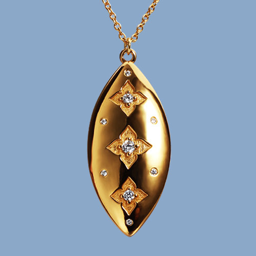 925 Sterling Silver Marquise Four-Leaf Flower Paved CZ Pendant