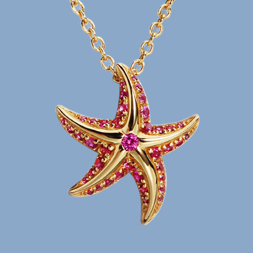 925 Sterling Silver Full Paved CZ Starfish Pendants