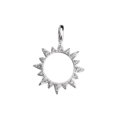 925 Sterling Silver Pavé Crystal Sunburst Hollow Pendants,approx 15mm
