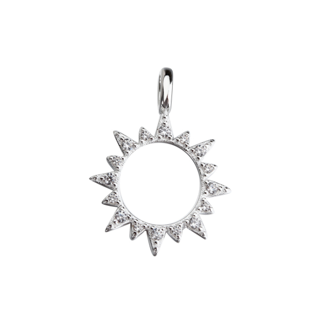 925 Sterling Silver Pavé Crystal Sunburst Hollow Pendants,approx 15mm