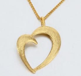 925 Sterling Silver Brushed Open Heart Pendant