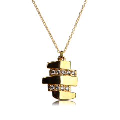 925 Sterling Silver Layered Paved CZ Geometric Pendant
